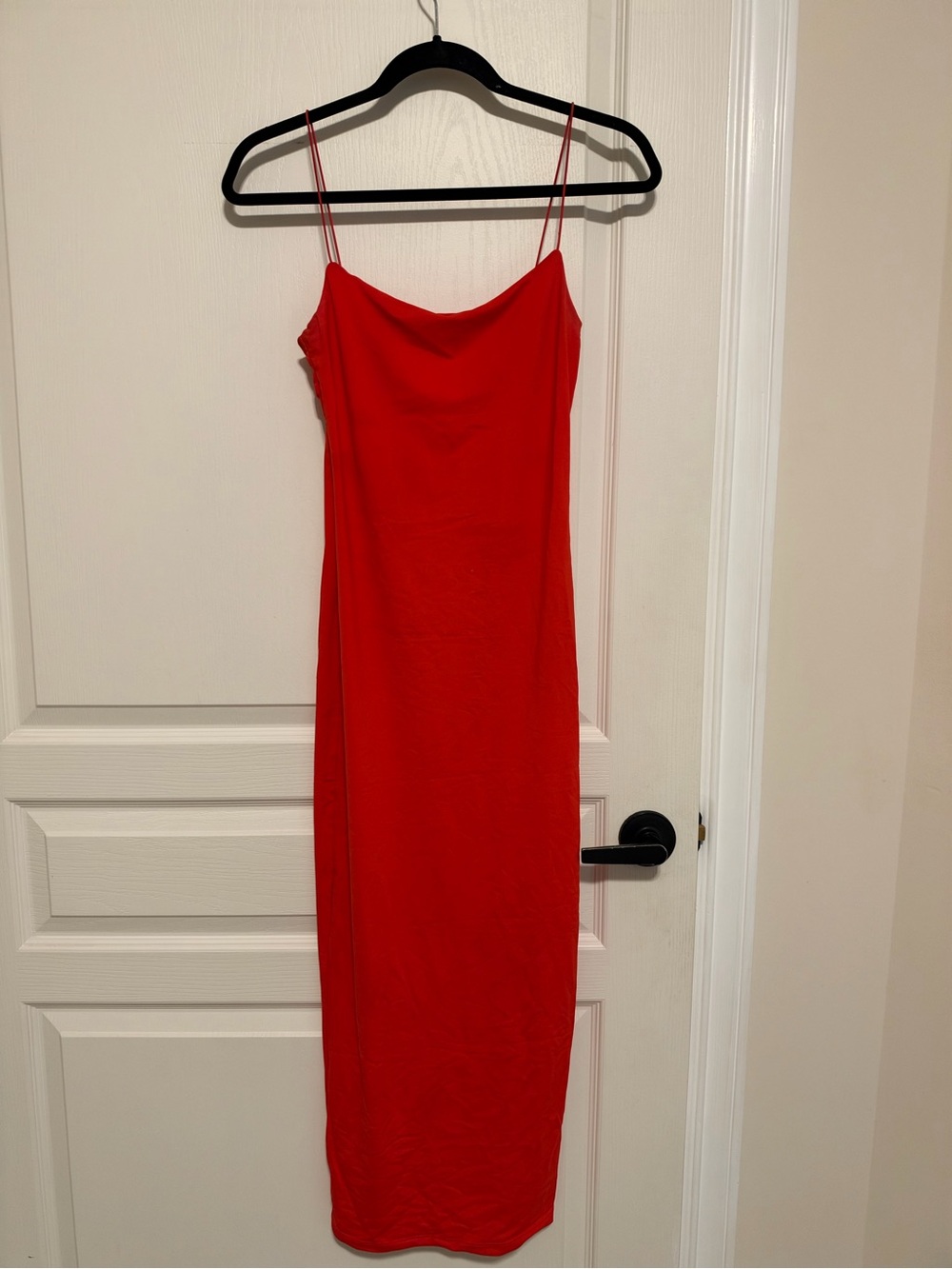 Zara Red Maxi Slip Dress with Spaghetti Straps